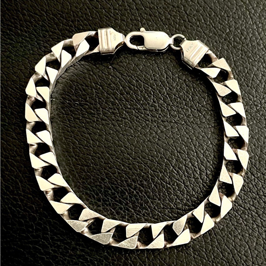 925 Sterling Silver Italian Box Curb Link Bracelet